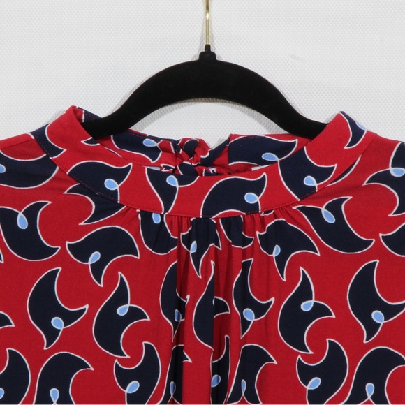 Leota Red Blue Twilight Dot Parakeet Sleeveless Midi Dress Size Medium NWT - Picture 3 of 8